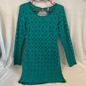 NWOT Free people long sleeve body con crochet style mini dress